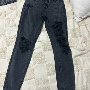 American Eagle Outfitters Black Distressed Skinny Jeans